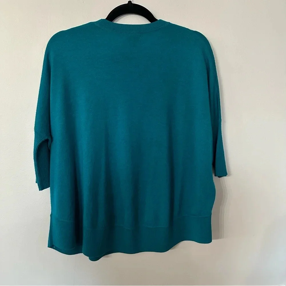 J. Crew Women’s 3/4 Dolman Sleeve Crewneck Teal Merino Wool Sweater Sz XXS GUC